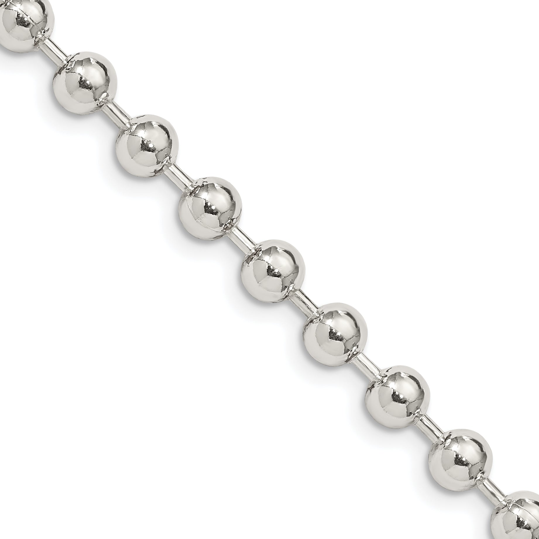 22 Inch Sterling Silver 5mm Beaded Chain Necklace