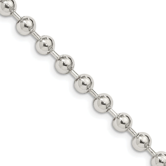 18 Inch Sterling Silver 5mm Beaded Chain Necklace