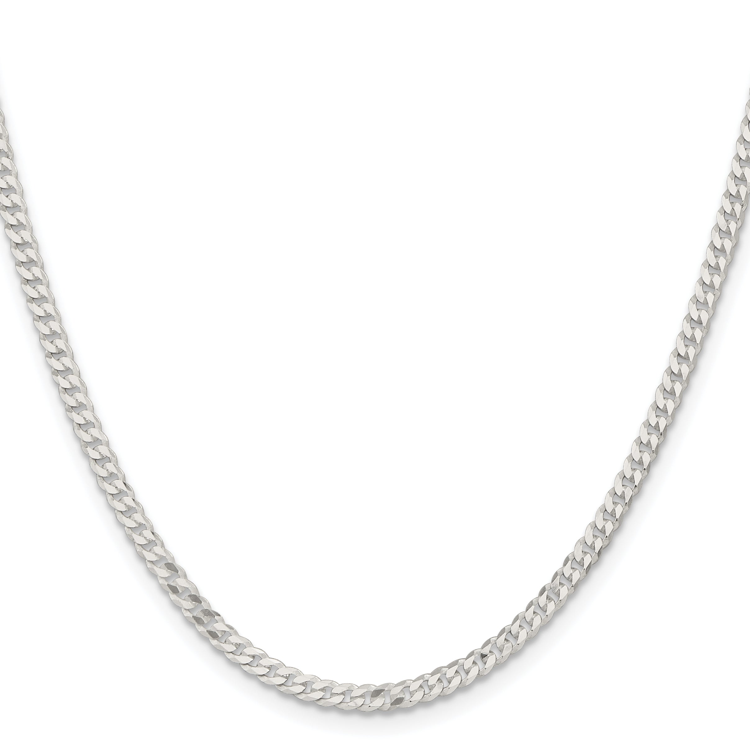 16 Inch Sterling Silver 3.15mm Flat Curb Chain Necklace