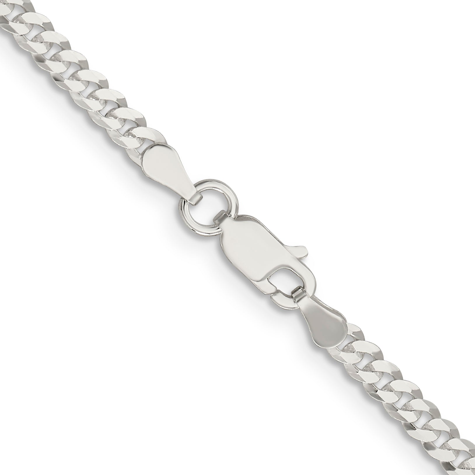 16 Inch Sterling Silver 3.15mm Flat Curb Chain Necklace