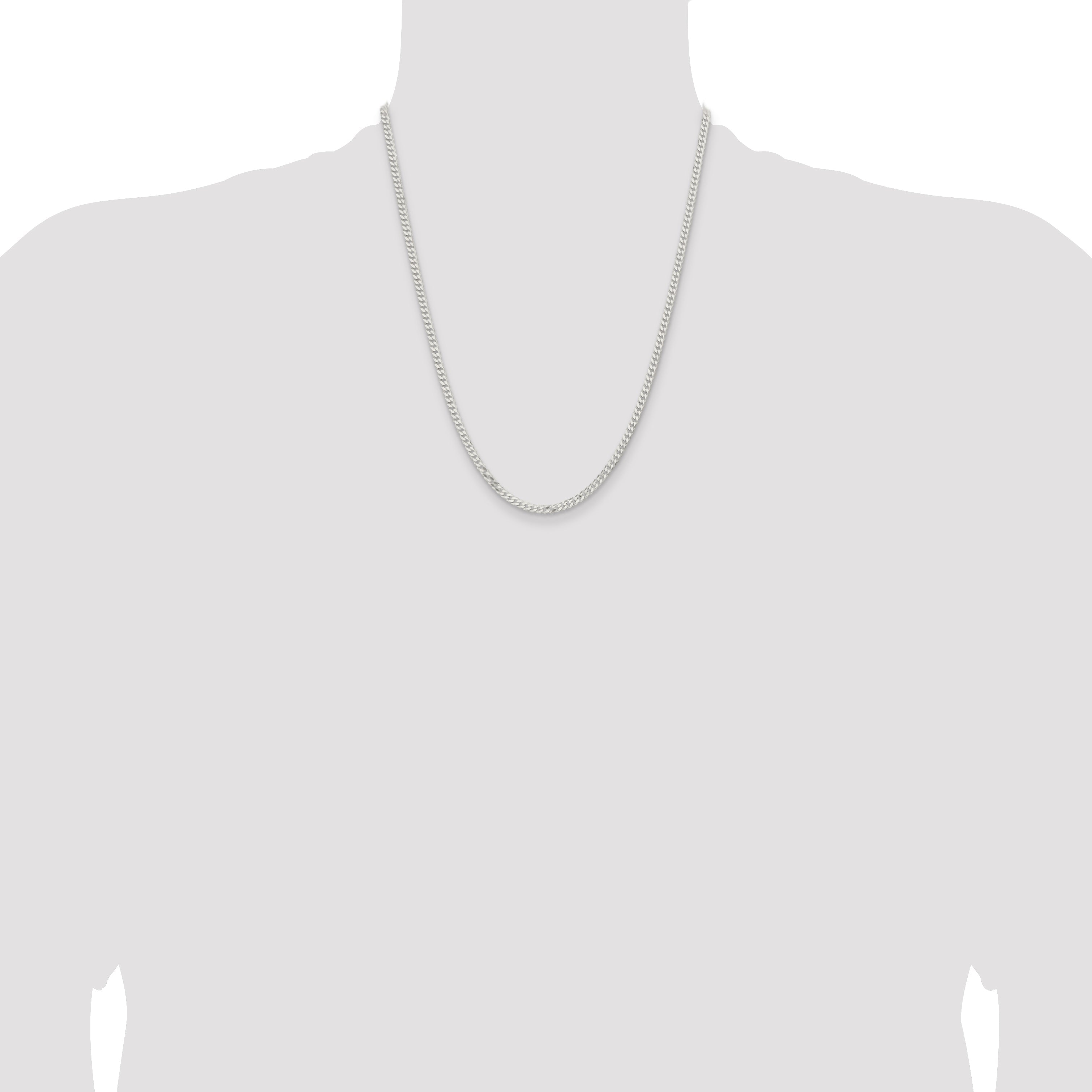 22 Inch Sterling Silver 3.15mm Flat Curb Chain Necklace