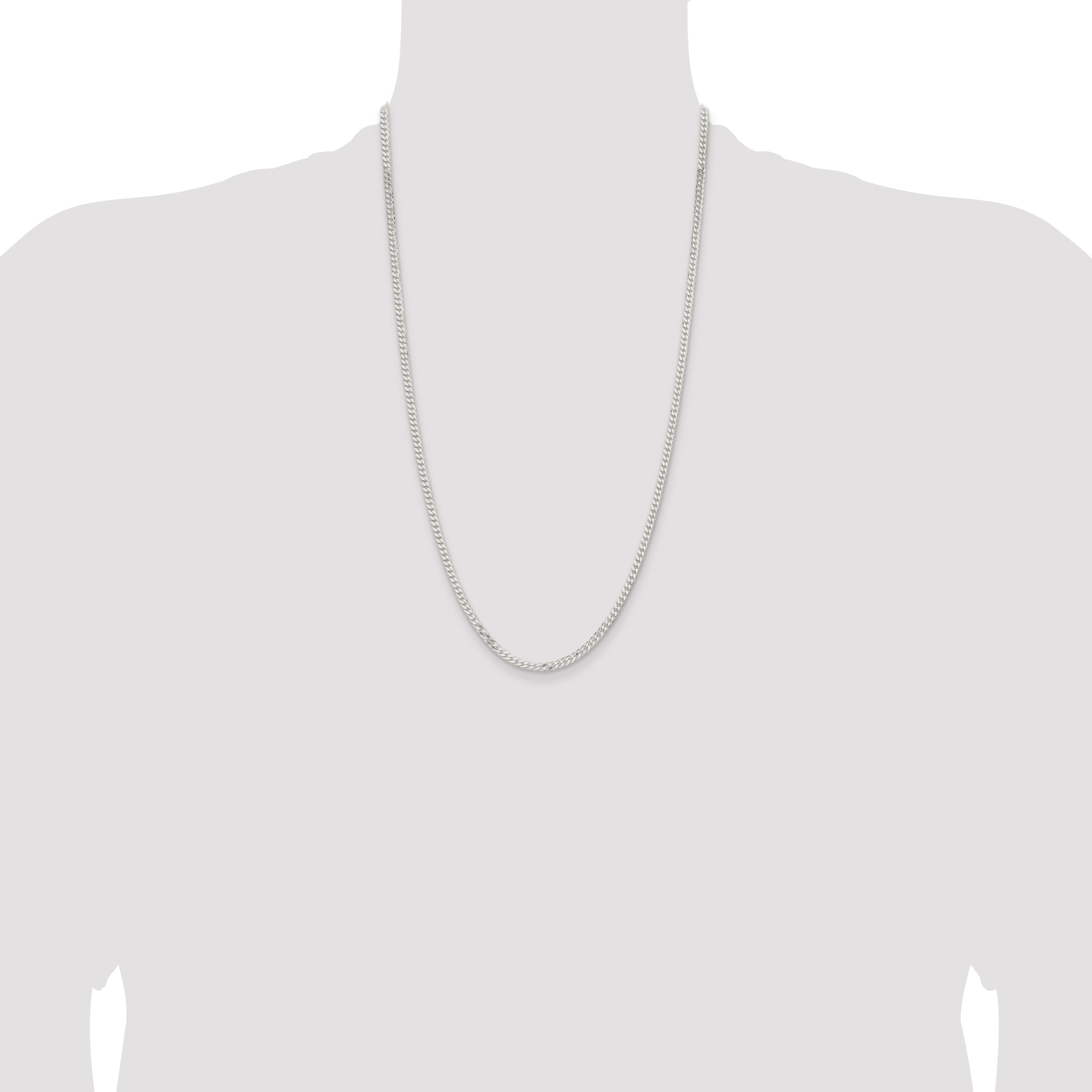 26 Inch Sterling Silver 3.15mm Flat Curb Chain Necklace