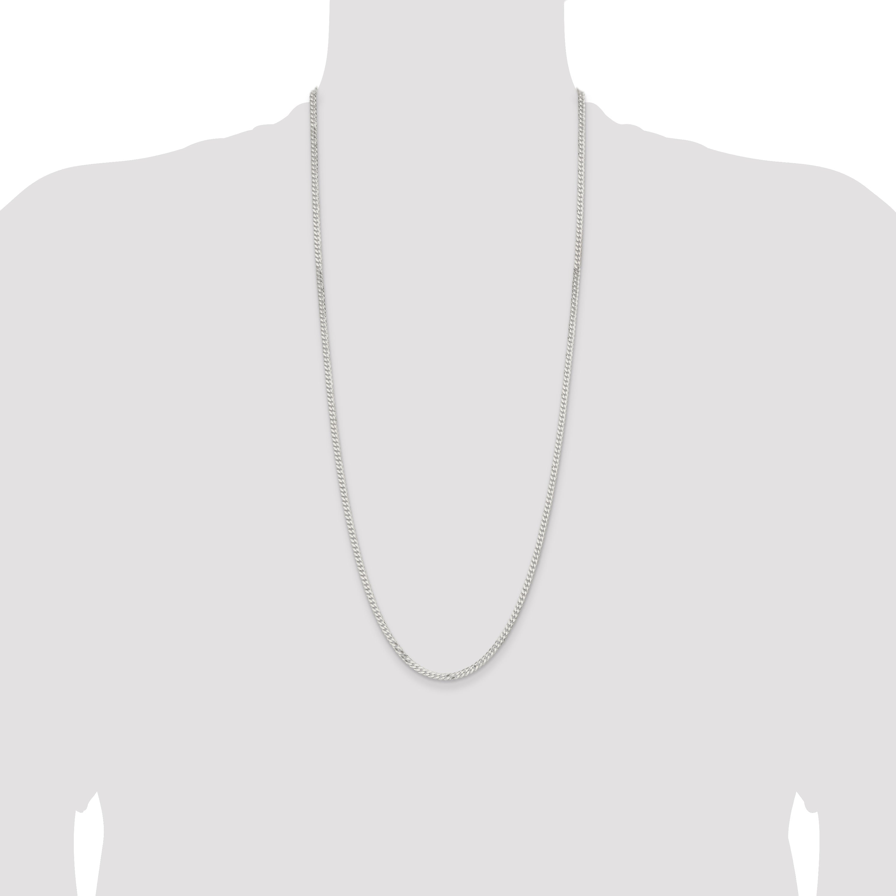 30 Inch Sterling Silver 3.15mm Flat Curb Chain Necklace