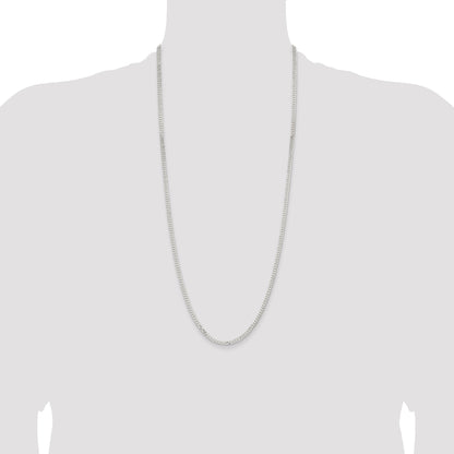 30 Inch Sterling Silver 3.15mm Flat Curb Chain Necklace