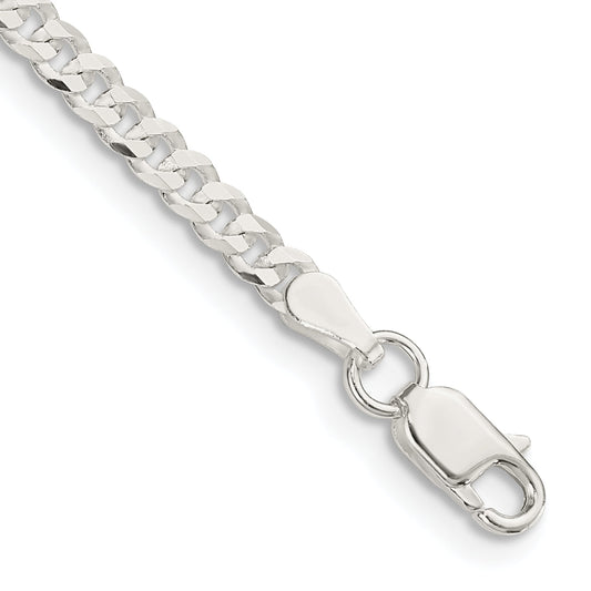 7 Inch Sterling Silver 3.15mm Flat Curb Chain Bracelet
