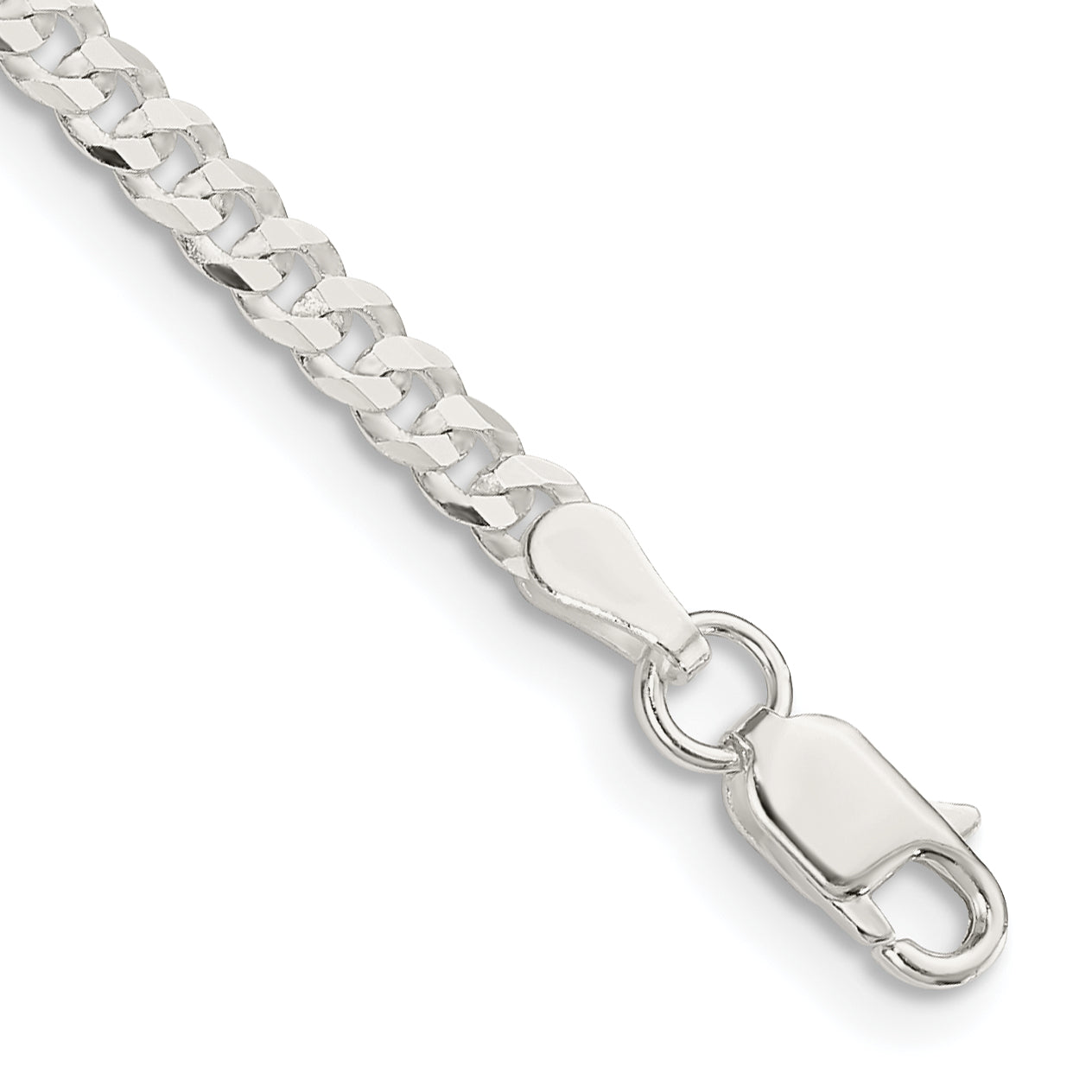 8 Inch Sterling Silver 3.15mm Flat Curb Chain Bracelet