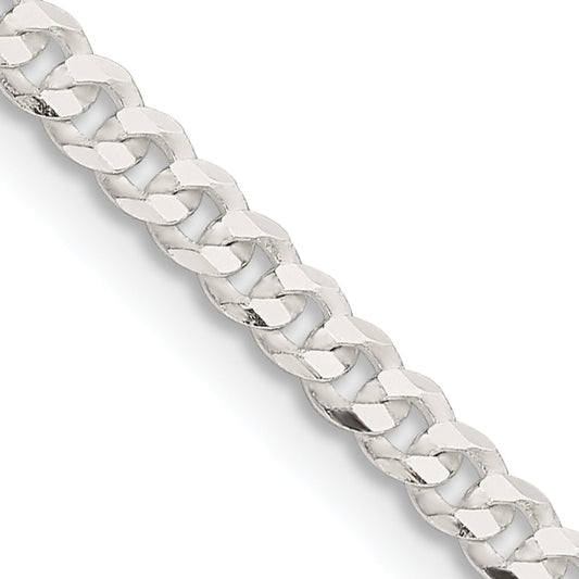 30 Inch Sterling Silver 3.15mm Flat Curb Chain Necklace