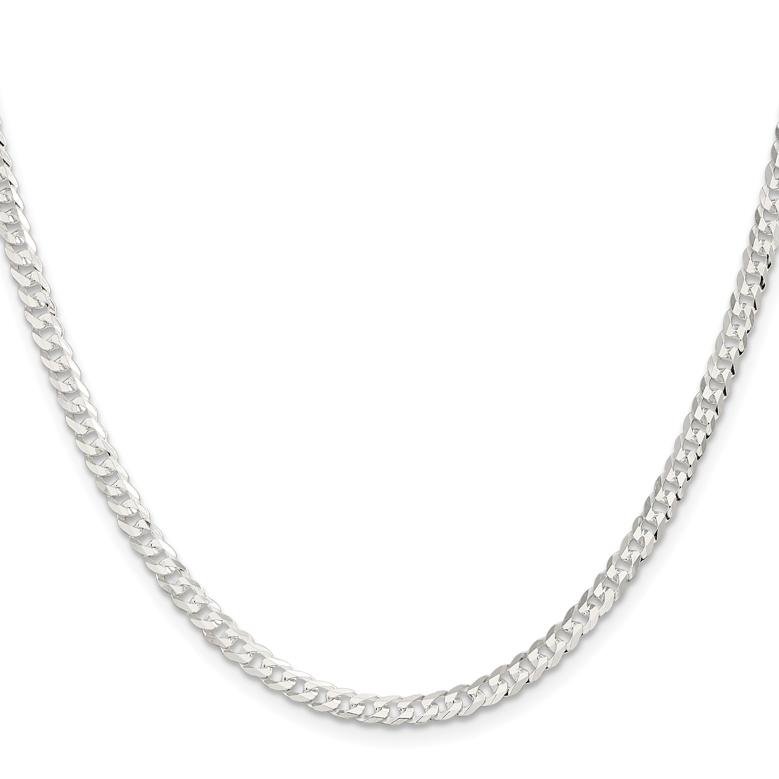 22 Inch Sterling Silver 3.8mm Flat Curb Chain Necklace