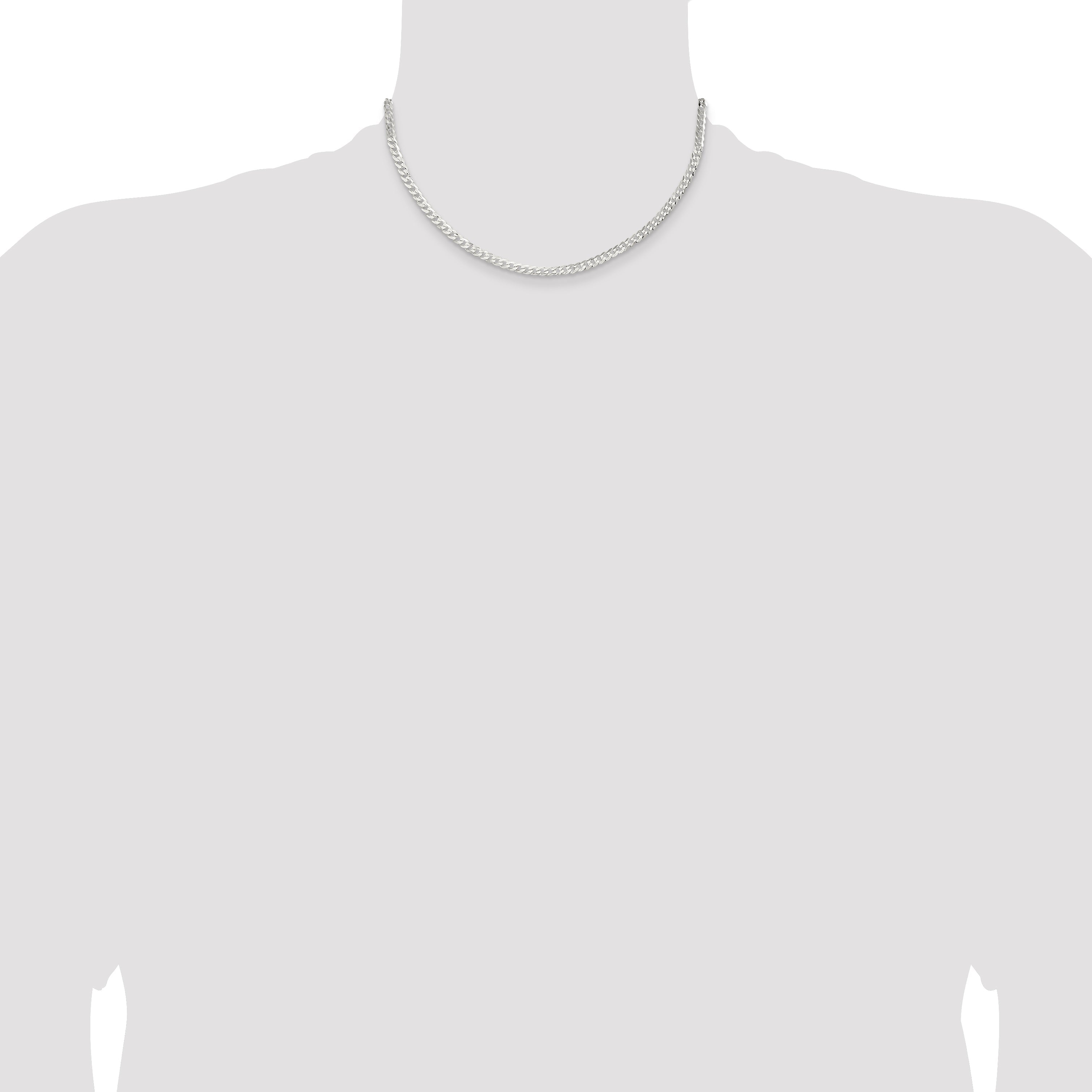 16 Inch Sterling Silver 3.8mm Flat Curb Chain Necklace