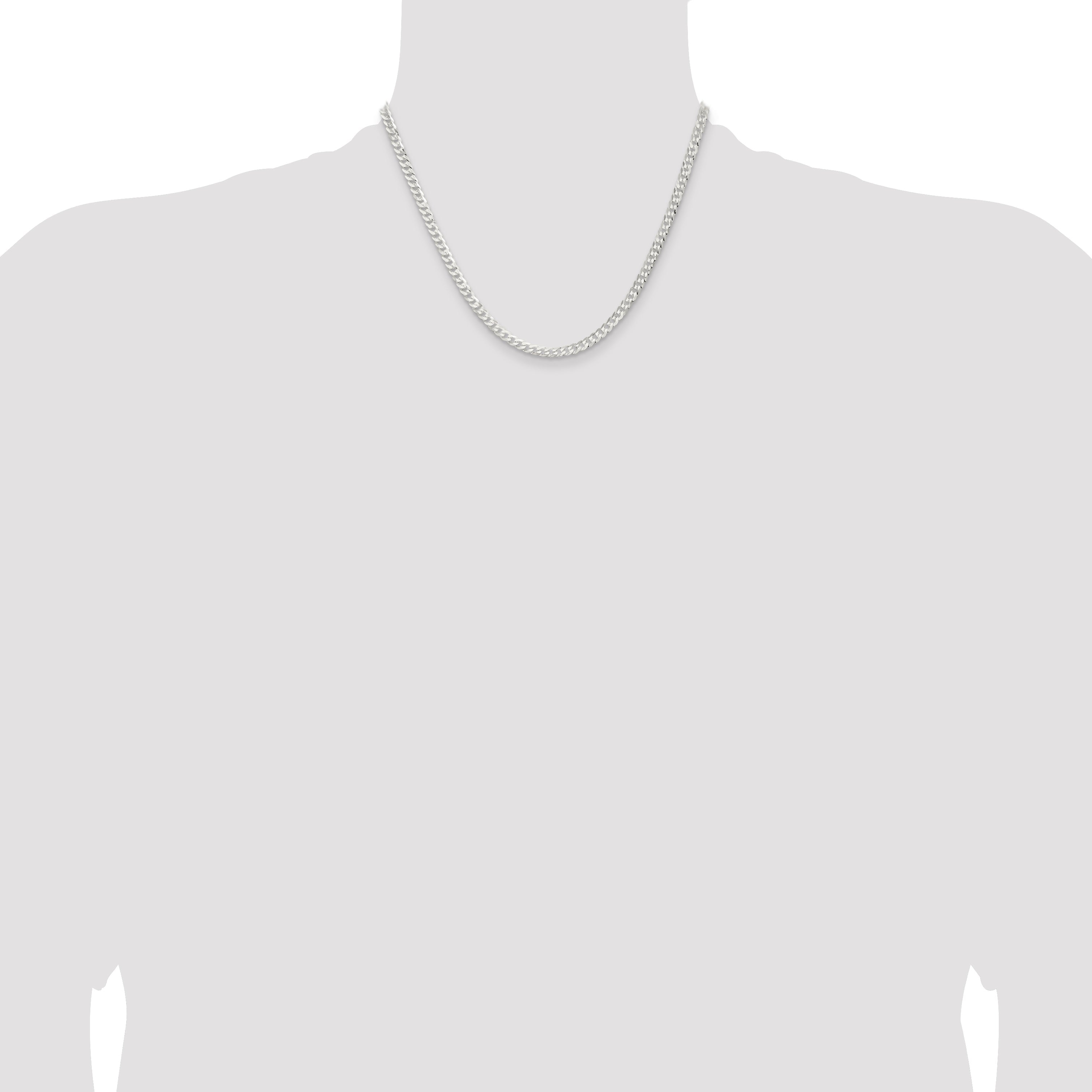 18 Inch Sterling Silver 3.8mm Flat Curb Chain Necklace