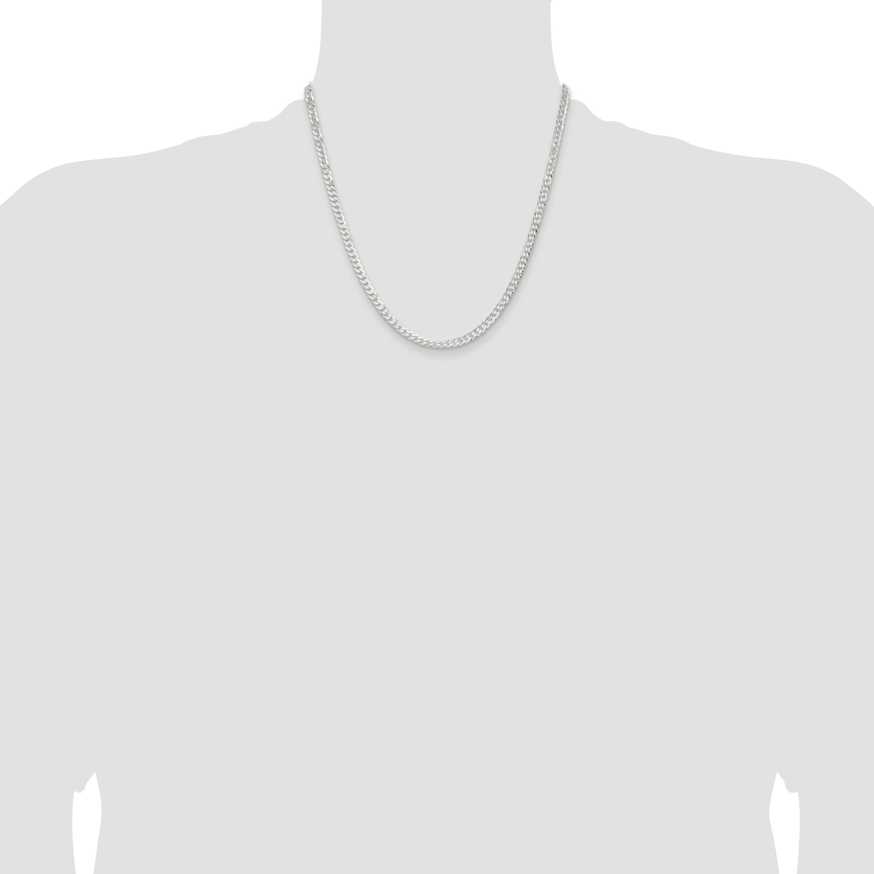20 Inch Sterling Silver 3.8mm Flat Curb Chain Necklace