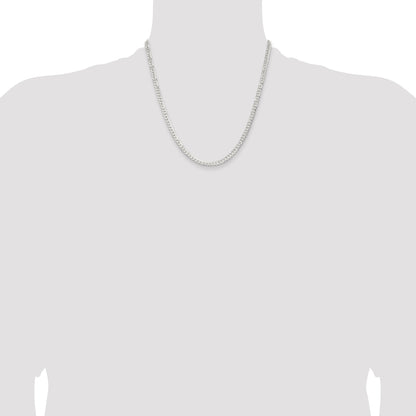 20 Inch Sterling Silver 3.8mm Flat Curb Chain Necklace