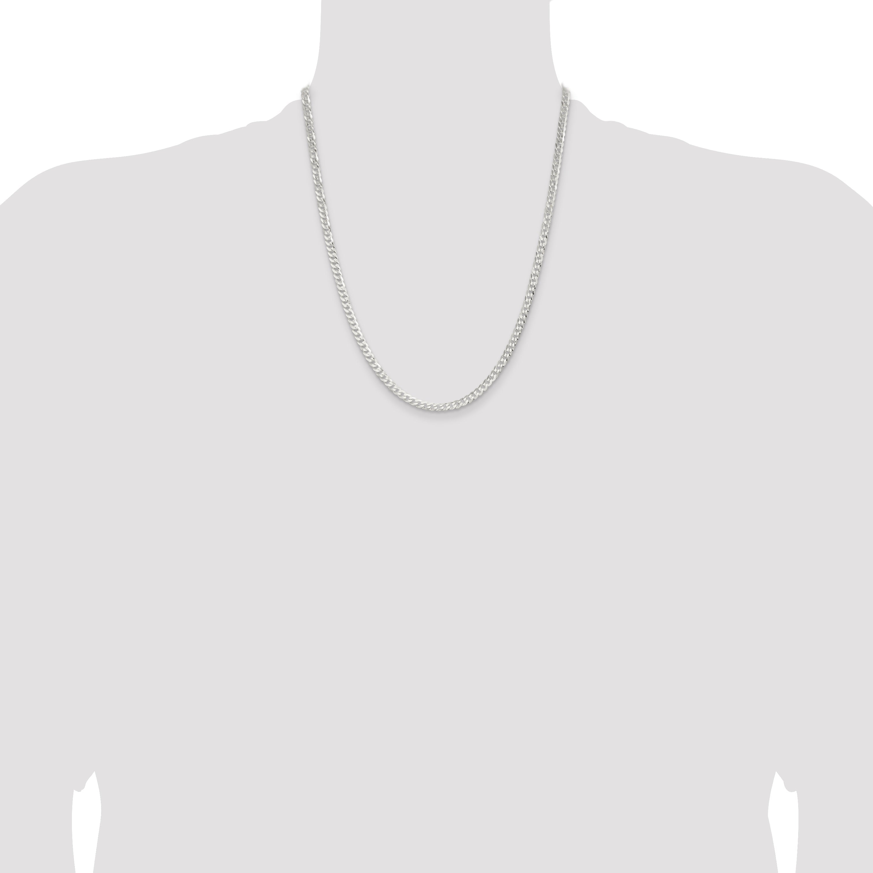 22 Inch Sterling Silver 3.8mm Flat Curb Chain Necklace