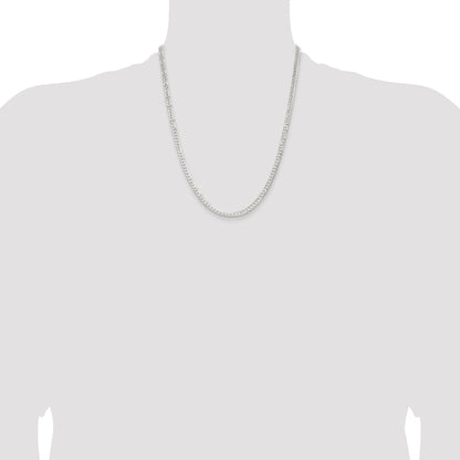 22 Inch Sterling Silver 3.8mm Flat Curb Chain Necklace