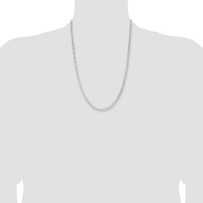24 Inch Sterling Silver 3.8mm Flat Curb Chain Necklace