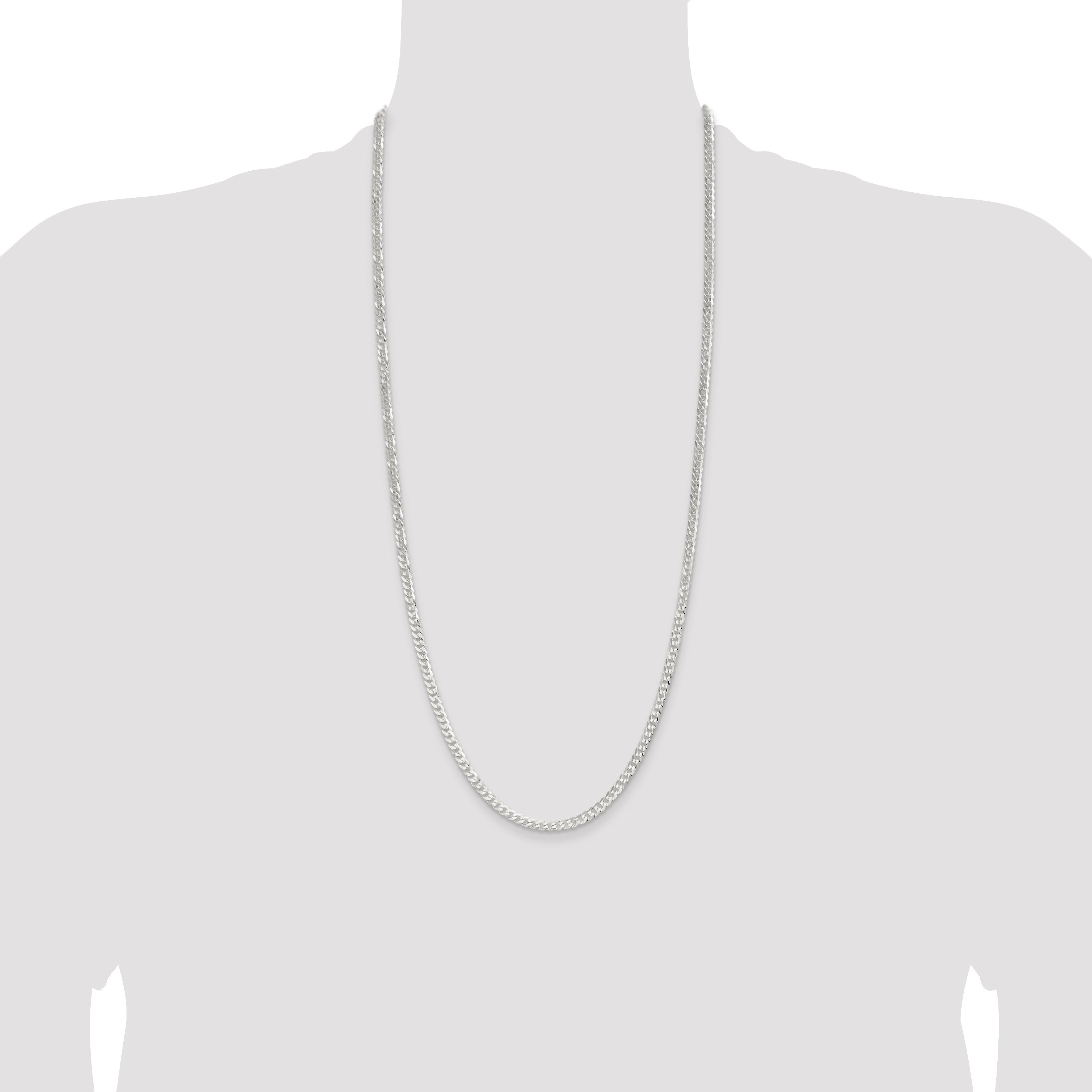 30 Inch Sterling Silver 3.8mm Flat Curb Chain Necklace