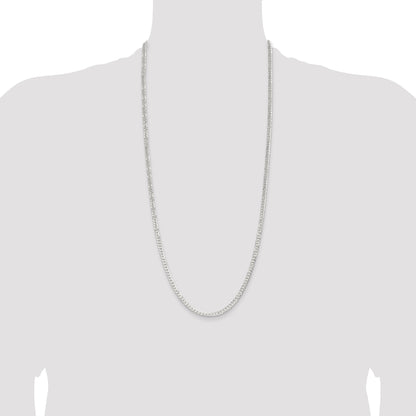 30 Inch Sterling Silver 3.8mm Flat Curb Chain Necklace