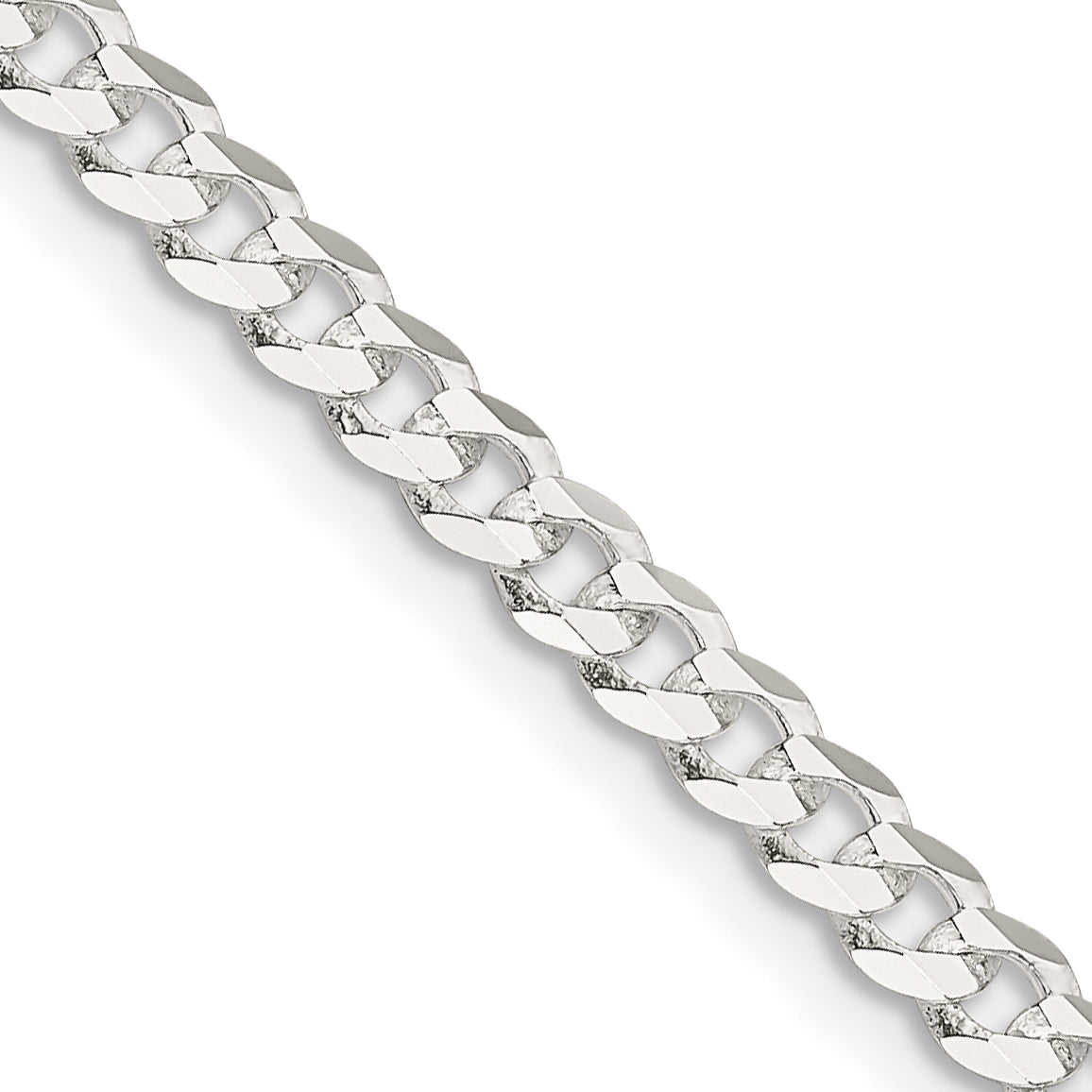 24 Inch Sterling Silver 3.8mm Flat Curb Chain Necklace