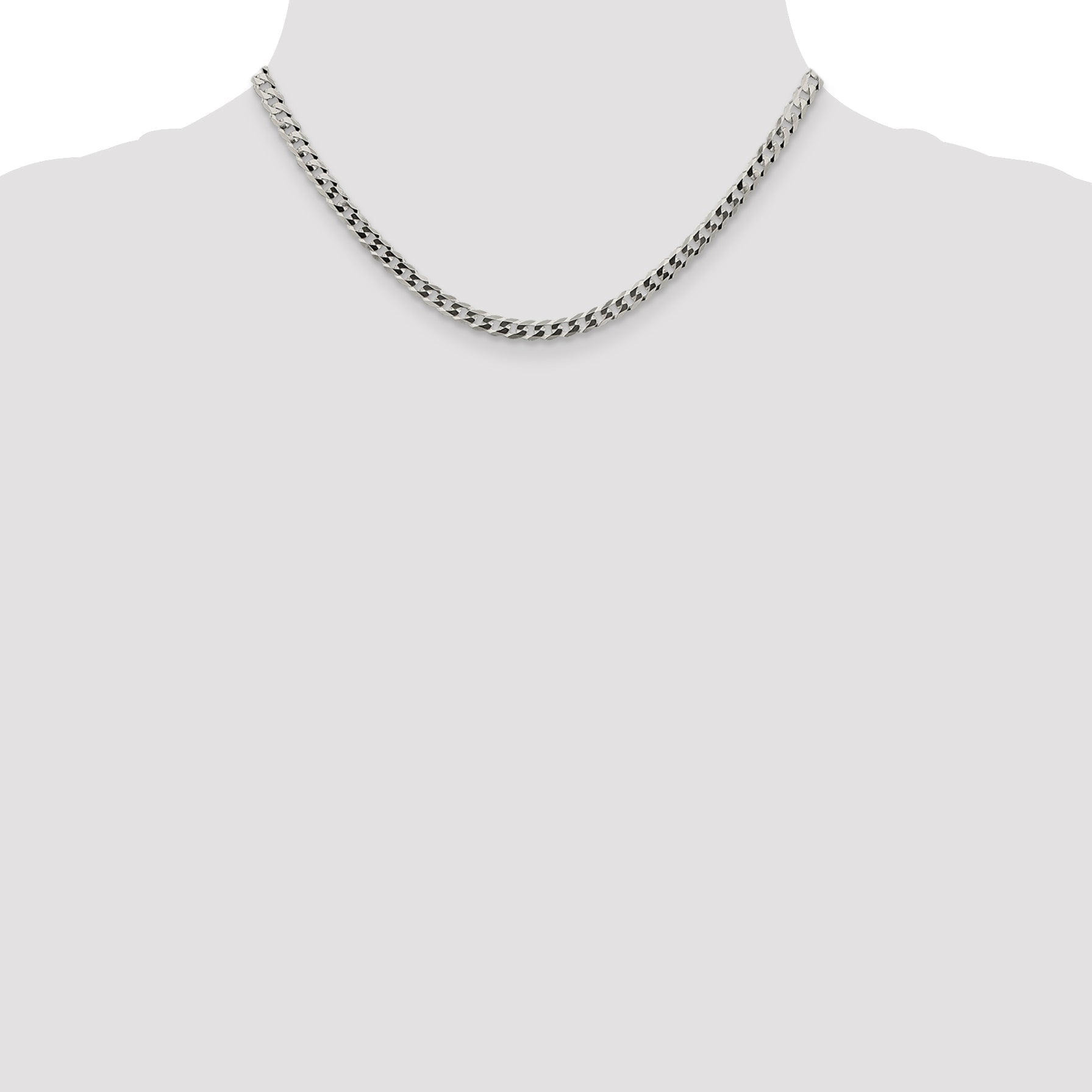 16 Inch Sterling Silver 4.7mm Flat Curb Chain Necklace