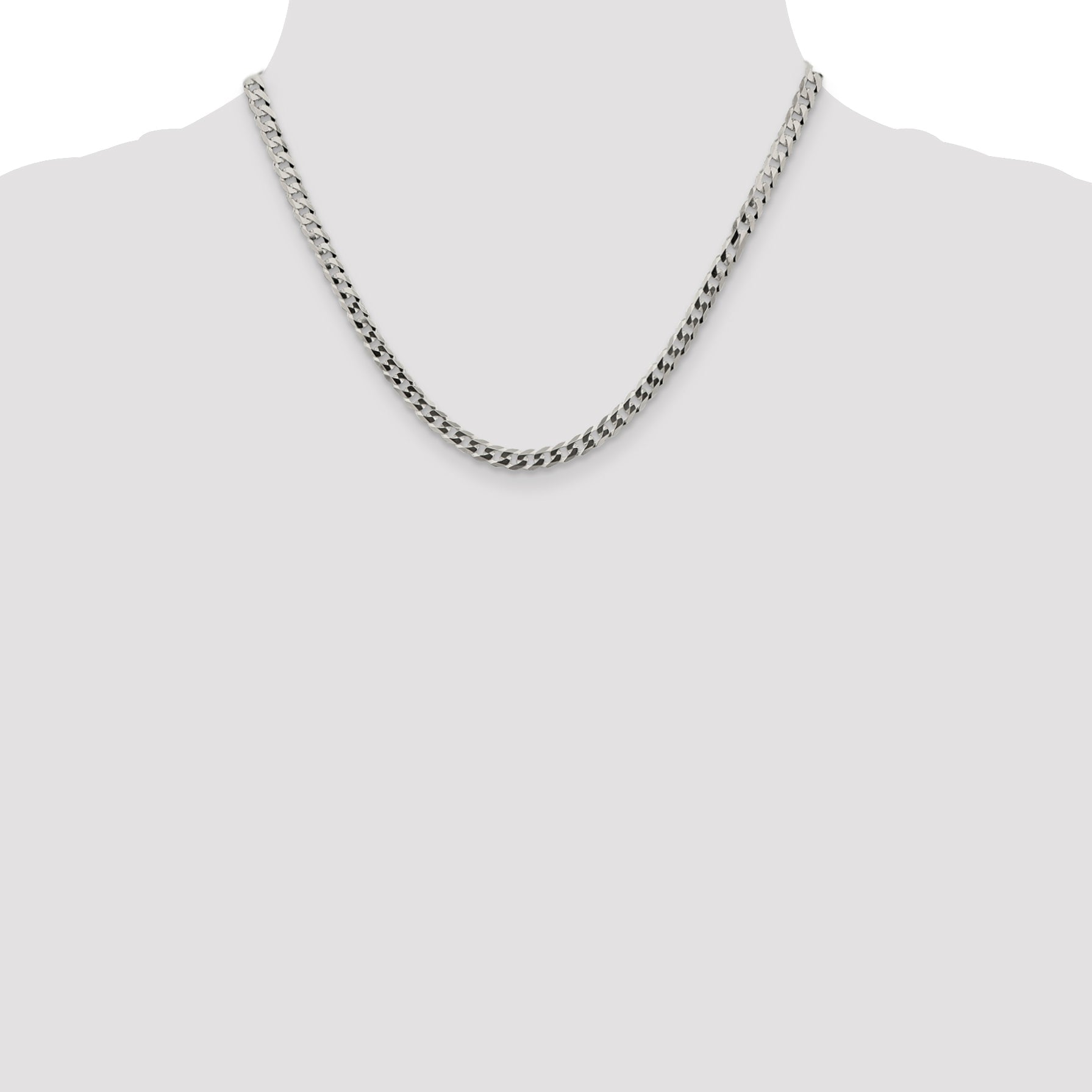 18 Inch Sterling Silver 4.7mm Flat Curb Chain Necklace
