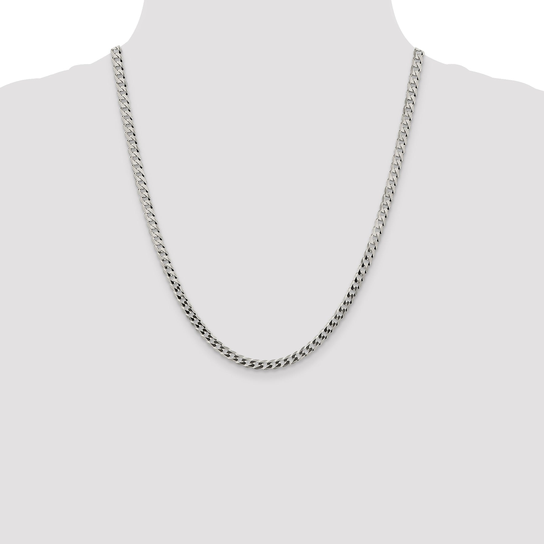 22 Inch Sterling Silver 4.7mm Flat Curb Chain Necklace