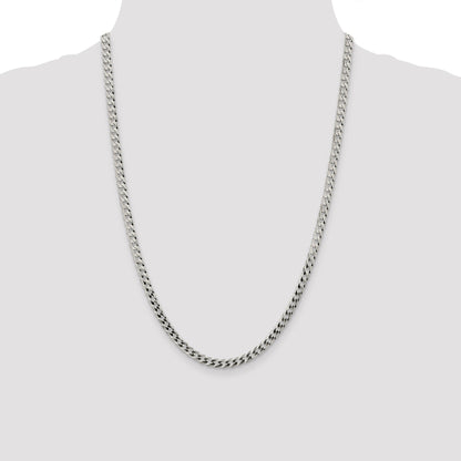 24 Inch Sterling Silver 4.7mm Flat Curb Chain Necklace