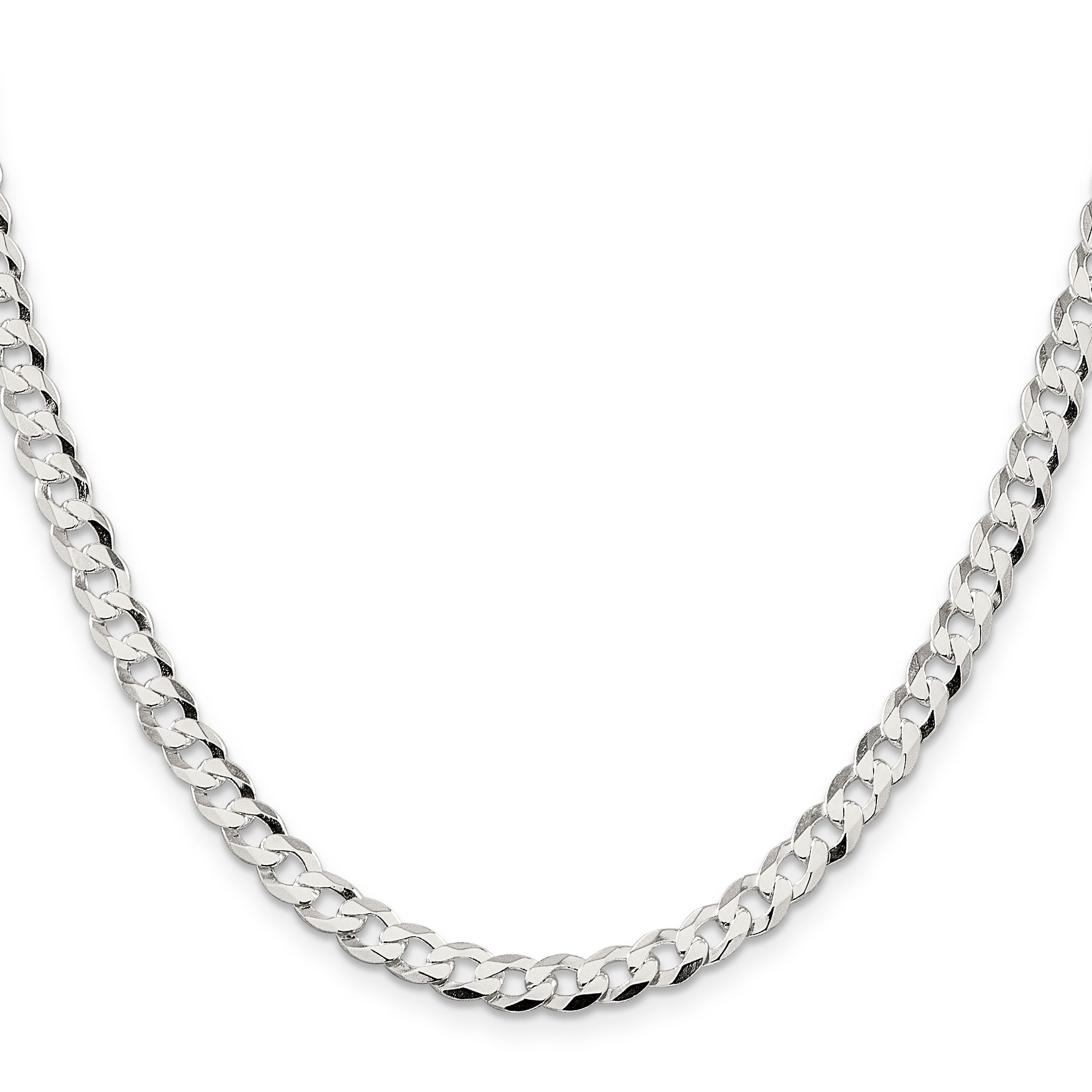 16 Inch Sterling Silver 5.75mm Flat Curb Chain Necklace