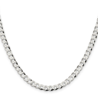 16 Inch Sterling Silver 5.75mm Flat Curb Chain Necklace
