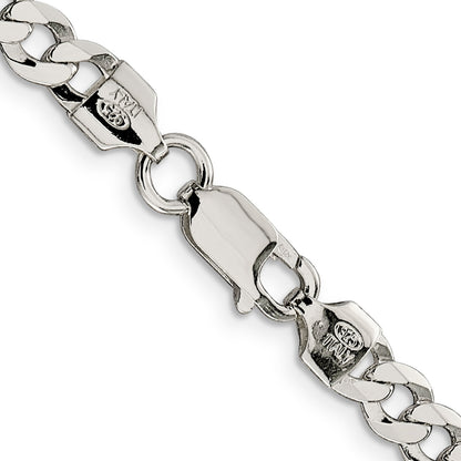 24 Inch Sterling Silver 5.75mm Flat Curb Chain Necklace