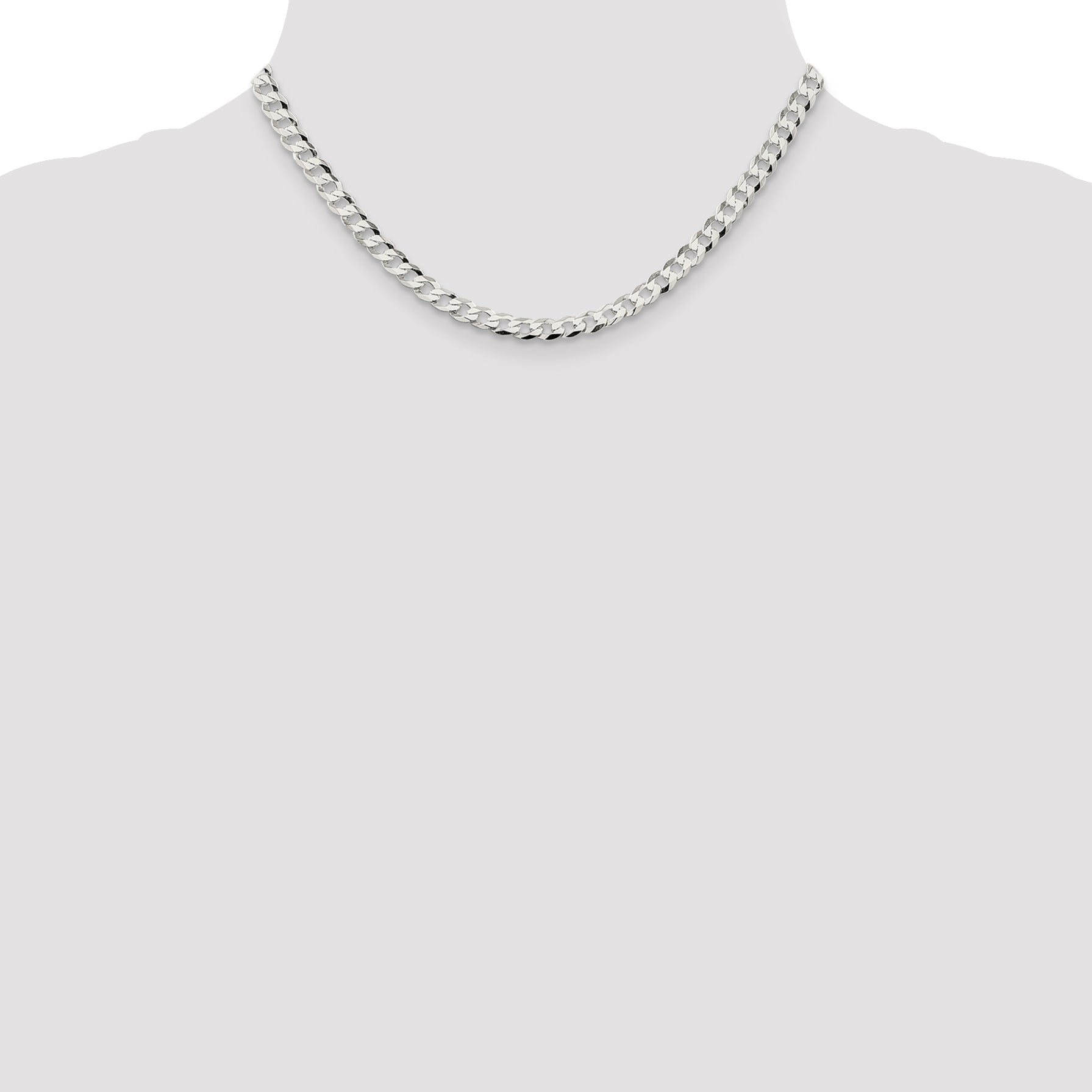 16 Inch Sterling Silver 5.75mm Flat Curb Chain Necklace