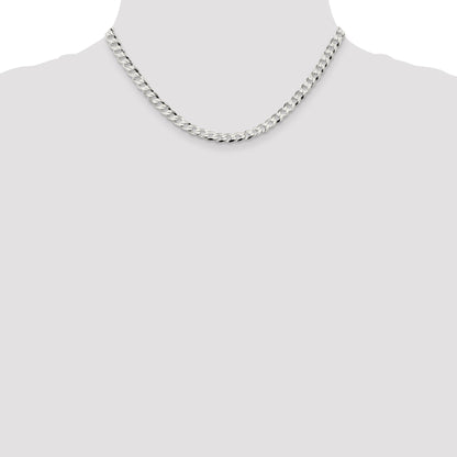 16 Inch Sterling Silver 5.75mm Flat Curb Chain Necklace