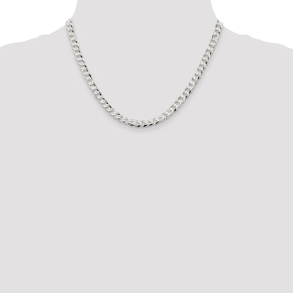 18 Inch Sterling Silver 5.75mm Flat Curb Chain Necklace