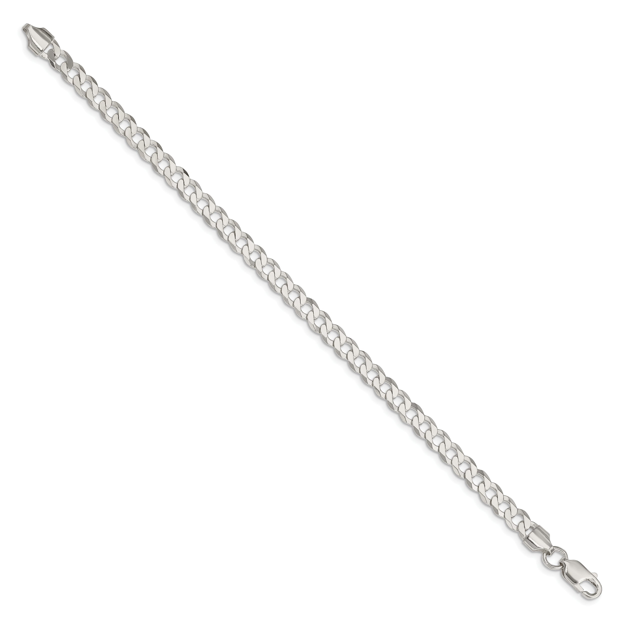 9 Inch Sterling Silver 5.75mm Flat Curb Chain Bracelet