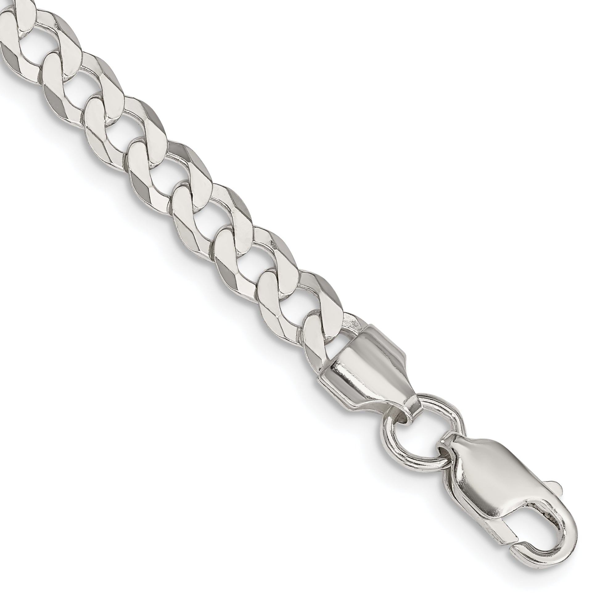 8 Inch Sterling Silver 5.75mm Flat Curb Chain Bracelet