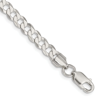8 Inch Sterling Silver 5.75mm Flat Curb Chain Bracelet