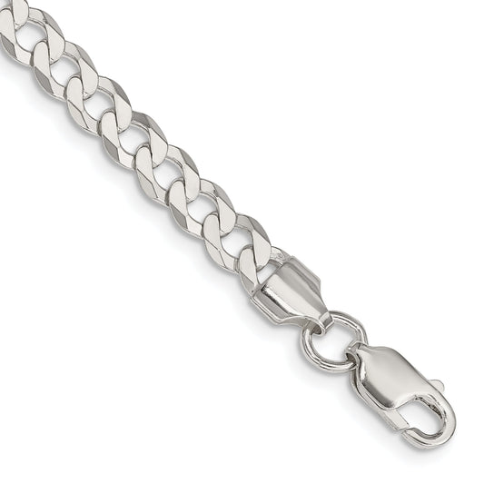 8 Inch Sterling Silver 5.75mm Flat Curb Chain Bracelet