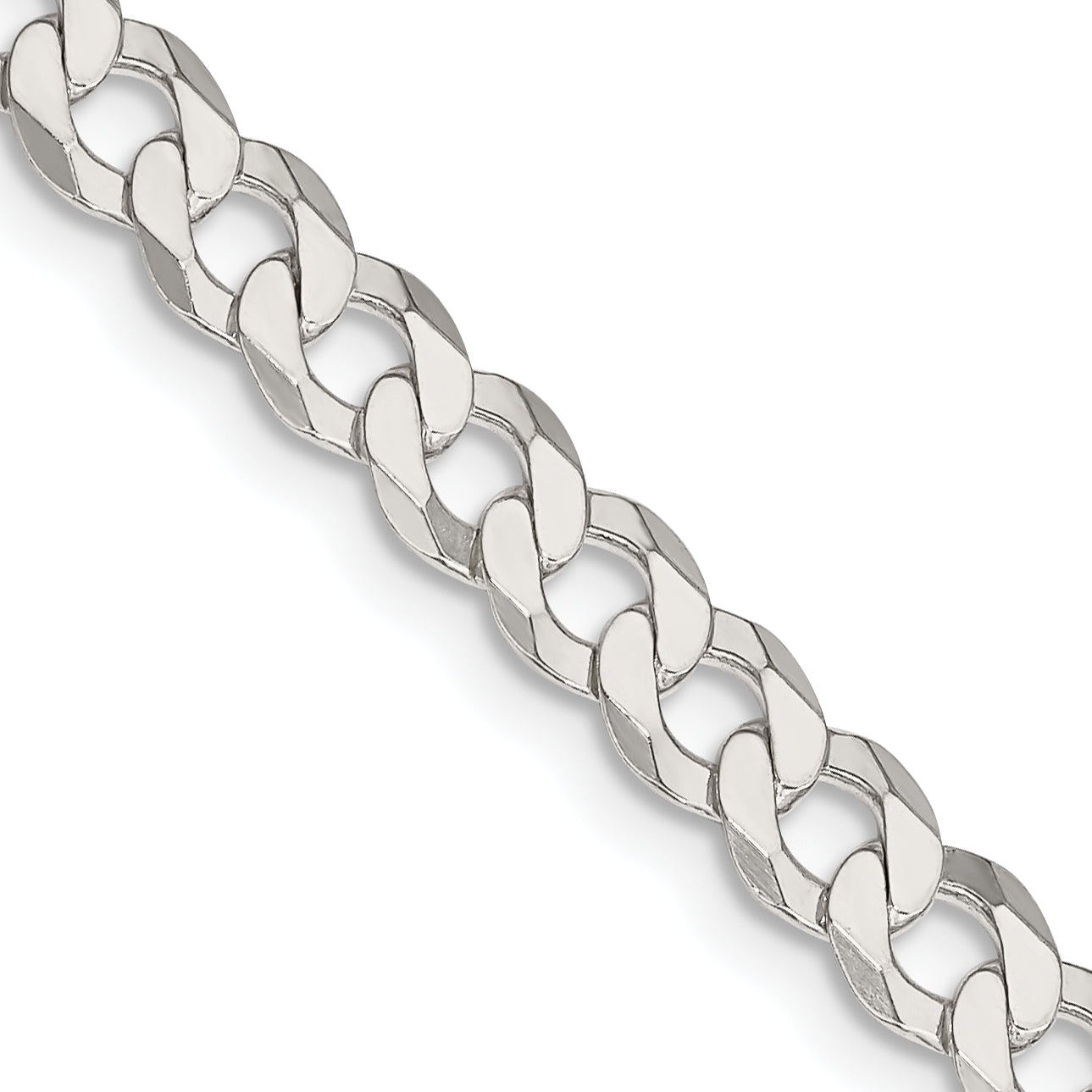 16 Inch Sterling Silver 5.75mm Flat Curb Chain Necklace