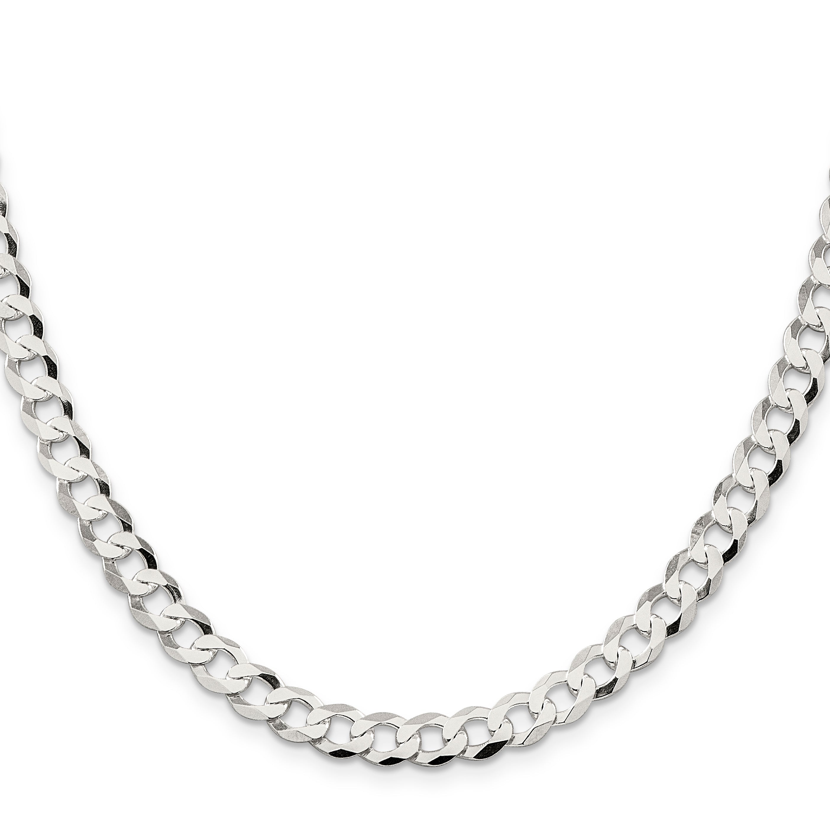 20 Inch Sterling Silver 6.8mm Flat Curb Chain Necklace