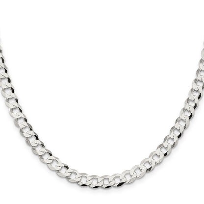 18 Inch Sterling Silver 6.8mm Flat Curb Chain Necklace