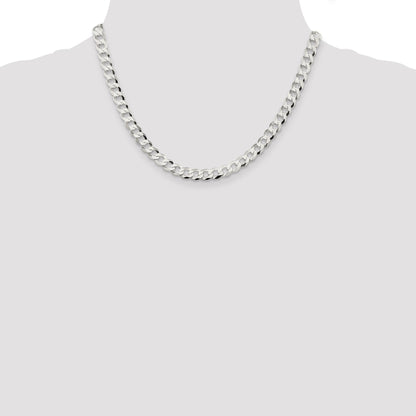 18 Inch Sterling Silver 6.8mm Flat Curb Chain Necklace