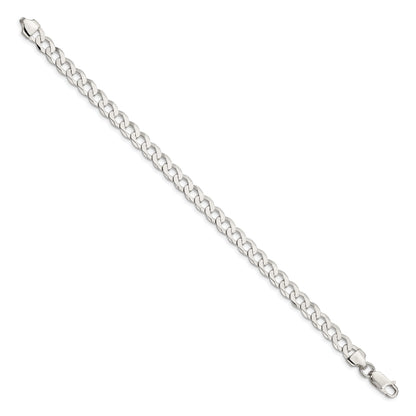 9 Inch Sterling Silver 6.8mm Flat Curb Chain Bracelet