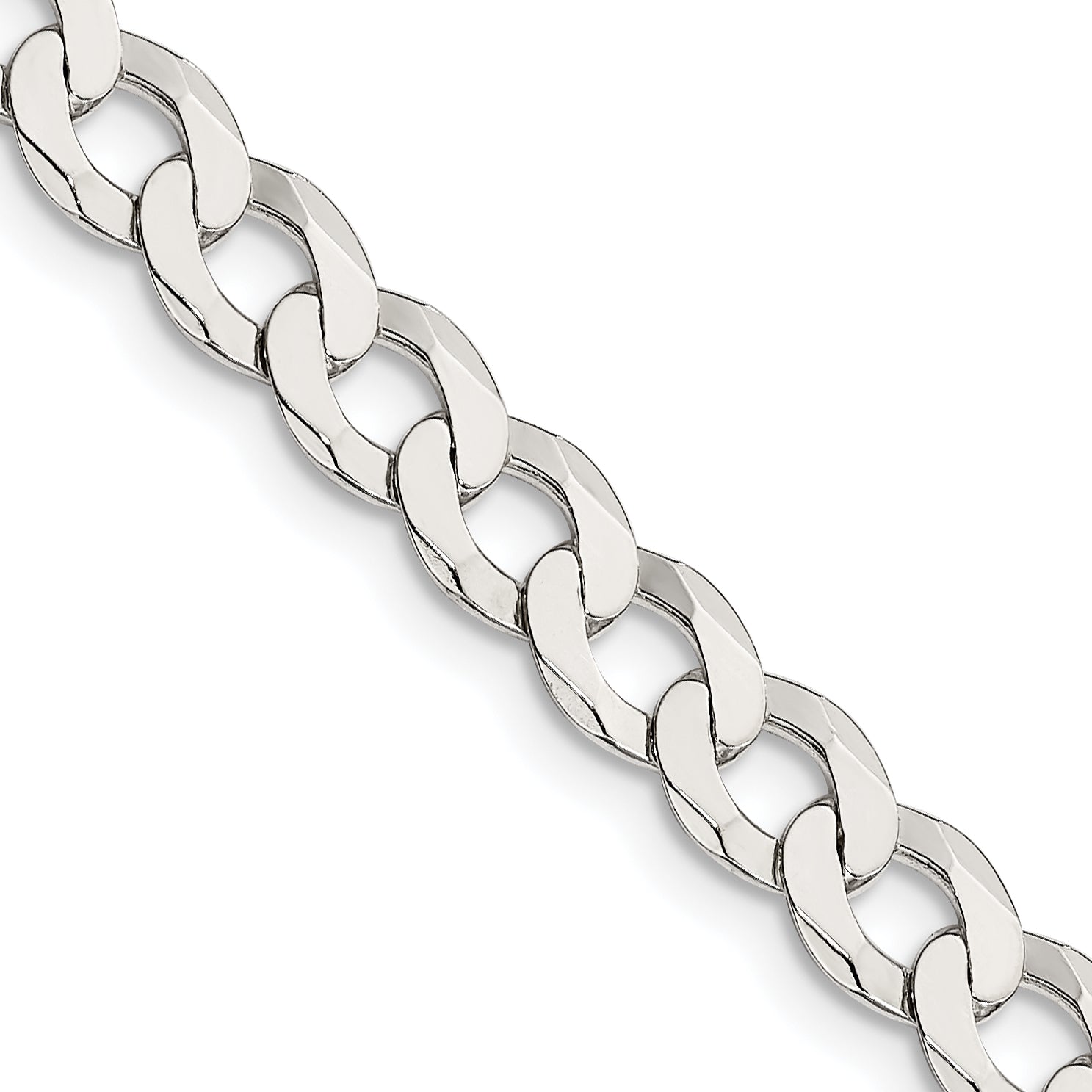 16 Inch Sterling Silver 6.8mm Flat Curb Chain Necklace