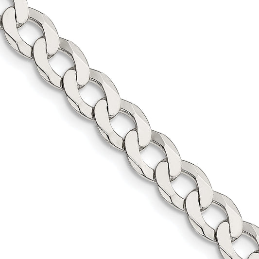 16 Inch Sterling Silver 6.8mm Flat Curb Chain Necklace
