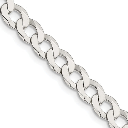 30 Inch Sterling Silver 6.8mm Flat Curb Chain Necklace