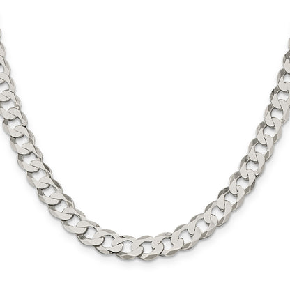 20 Inch Sterling Silver 7.5mm Flat Curb Chain Necklace