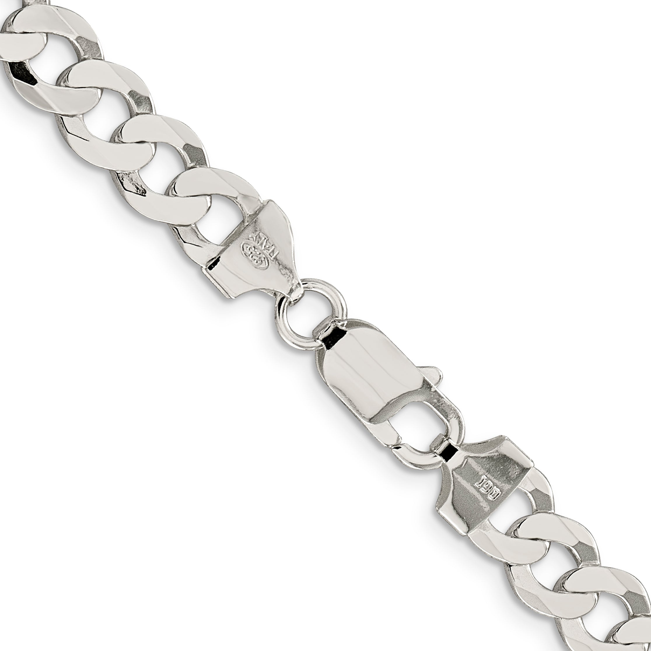 30 Inch Sterling Silver 7.5mm Flat Curb Chain Necklace