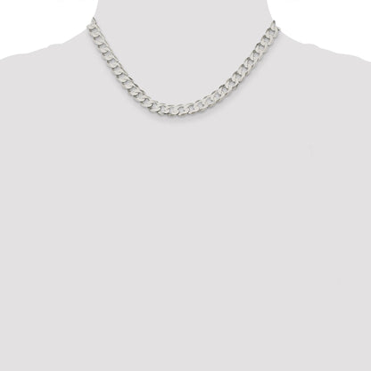 16 Inch Sterling Silver 7.5mm Flat Curb Chain Necklace