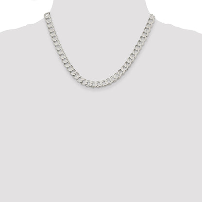 18 Inch Sterling Silver 7.5mm Flat Curb Chain Necklace