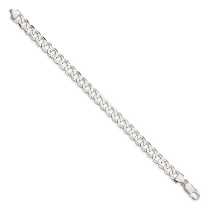 7 Inch Sterling Silver 7.5mm Flat Curb Chain Bracelet