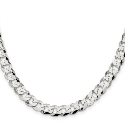22 Inch Sterling Silver 8.5mm Flat Curb Chain Necklace